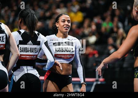 Ditaji Kambundji (i 60m ostacoli delle donne) della Svizzera compete durante il World Athletics Indoor Tour, Meeting de Paris 2022, il 6 marzo 2022 presso l'Accor Arena di Parigi, Francia. Foto Stock