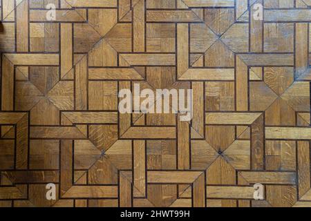 Parquet in legno di quercia naturale sbiancato con herringbone vintage Foto Stock