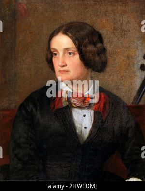 Ritratto dell'attrice americana della scena, Charlotte Cushman (1816-1876) di William Page, olio su tela, 1853 Foto Stock