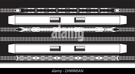 Treni passeggeri alla stazione ferroviaria - illustrazione vettoriale Illustrazione Vettoriale