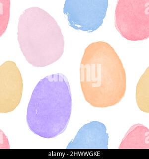 Uovo di Pasqua disegno senza giunture. Carino sfondo colorato vacanza primavera in stile acquerello arte per la tradizionale festa di famiglia. Illustrazione Vettoriale