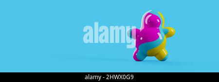 3D rendering della forma astratta del carattere colorato. 3D rendering. Foto Stock