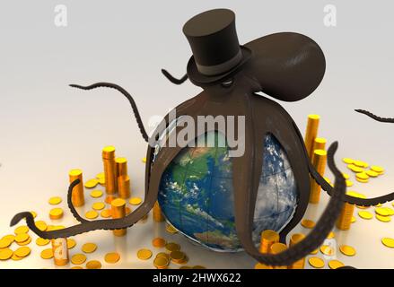 Governo del mondo e denaro - 3D rendering Foto Stock