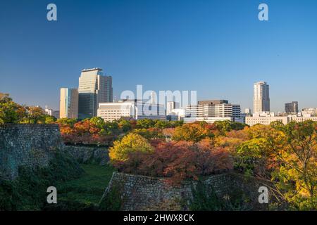 Skyline della città di Osaka in Giappone dall'alto Foto Stock