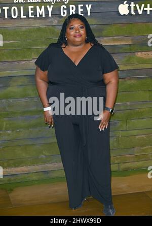 Los Angeles, Stati Uniti. 07th Mar 2022. LOS ANGELES, STATI UNITI. 07 marzo 2022: Sonya Eddy alla prima per Apple TV 'The Last Days of Tolomy Grey' al Village Theatre di Westwood. Picture Credit: Paul Smith/Alamy Live News Foto Stock