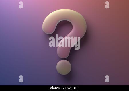 punto interrogativo luminoso su sfondo sfumato in rosa e viola. 3d rappresentazione illustrazione Foto Stock