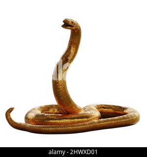 serpente d'oro isolato su sfondo bianco (resa scientifica 3d) Foto Stock