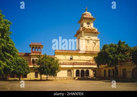 Torre dell'orologio del palazzo della città a jaipur in rajasthan, india Foto Stock