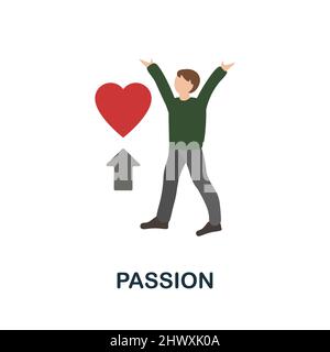 Icona piatto passione. Segno elemento colorato dalla raccolta di valore aziendale. Flat Passion icona segno per il web design, infografica e altro ancora. Illustrazione Vettoriale
