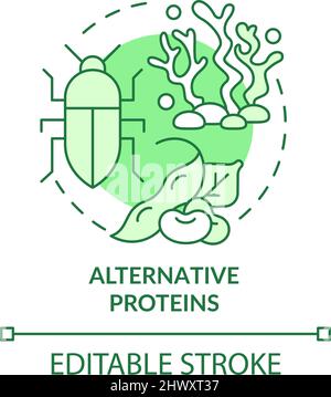 Icona del concetto verde delle proteine alternative Illustrazione Vettoriale