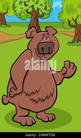 Illustrazione cartoon di divertente orso marrone fumetto animale selvatico carattere Illustrazione Vettoriale