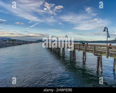 Molo a Campbell River, Vancouver Island, British Columbia, Canada Foto Stock