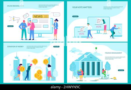 Imposta il modello di pagina web di OS Landing per notizie elettroniche, voting, Mobile banking, donazione Illustrazione Vettoriale