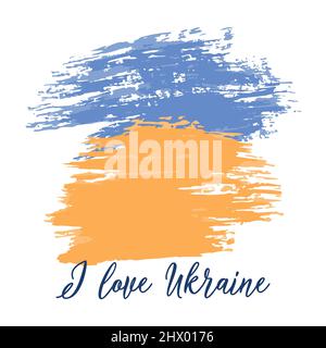 Fermare la guerra della Russia contro l'Ucraina. Banner, volantino. Amo l'Ucraina Illustrazione Vettoriale