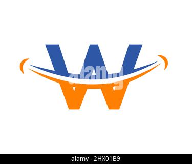 Logo Smile con lettera W. Lettera iniziale logo W Happy. Logo Letter W Smile Illustrazione Vettoriale