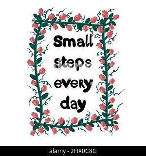 Testo messaggio fiori bacche cornice per adesivi e carte e riviste e poster, giornali e slogan Foto Stock