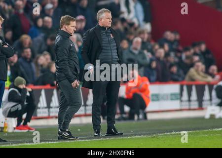 Sheffield, Regno Unito. 08th Mar 2022. Chris Wilder, direttore di Middlesbrough, durante la partita del campionato EFL Sky Bet tra Sheffield Utd e Middlesbrough a Bramall Lane, Sheffield, Inghilterra, il 8 marzo 2022. Foto di Simon Hall. Solo per uso editoriale, licenza richiesta per uso commerciale. Nessun utilizzo nelle scommesse, nei giochi o nelle pubblicazioni di un singolo club/campionato/giocatore. Credit: UK Sports Pics Ltd/Alamy Live News Foto Stock