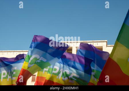 Manifestazione per la pace e per l'Ucraina Università 'Sapienza' di Roma Foto Stock