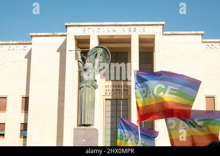 Manifestazione per la pace e per l'Ucraina Università 'Sapienza' di Roma Foto Stock