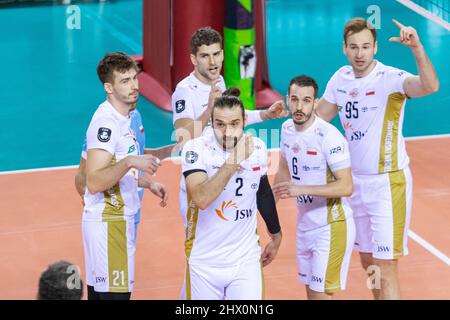 Civitanova Marche, Eurosuole Forum, Italia, 08 marzo 2022, JASTRZEBSKI WEGIEL durante i quarti finali - Cucine Lube Civitanova vs Jastrzebski Wegiel - Volley Coppa CEV uomini Foto Stock