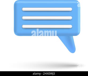 Pulsante di chat casella vocale fumetto 3D. Messaggio di conversazione in stile di rendering. Illustrazione dell'icona Vector Speak 3D Illustrazione Vettoriale