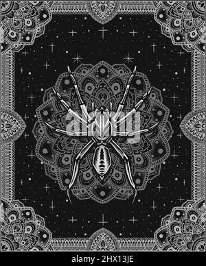 ragno da illustrazione con ornamento a mandala Illustrazione Vettoriale