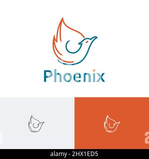 Modello con logo Phoenix Fire Flame Bird Abstract Line Illustrazione Vettoriale