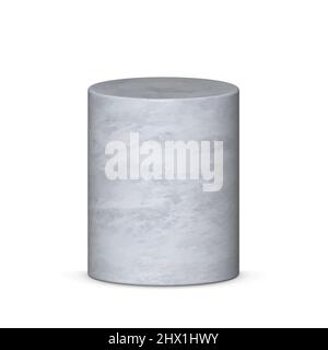 Supporto a 3D cilindri grigio realistico isolato su bianco. Illustrazione Vettoriale