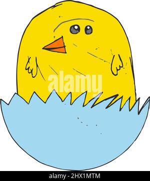 Pasqua Chick Bird Cartoon personaggio Kids disegno Illustrazione Vettoriale