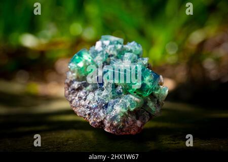 fluorite minerale campione pietra roccia geologia gemma cristallo Foto Stock