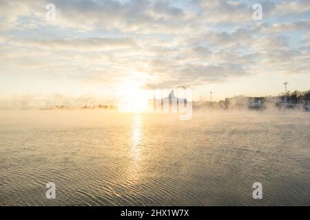 Vista panoramica di Helsinki in una giornata invernale, in Finlandia Foto Stock