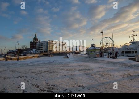 Vista panoramica di Helsinki in una giornata invernale, in Finlandia Foto Stock