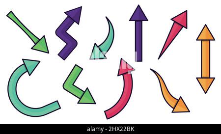 icona a freccia colorata imposta immagine vettoriale. Illustrazione Vettoriale