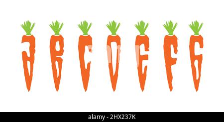 Disegno semplice e colorato della lettera dell'alfabeto carota Illustrazione Vettoriale