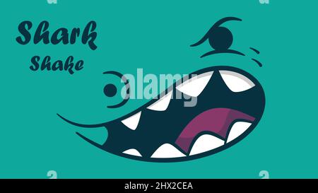 Shark shake arrabbiato faccia cartoon immagine vettoriale. Illustrazione Vettoriale