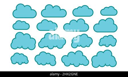 Cloud Set isolato su immagine vettoriale di sfondo bianco. Illustrazione Vettoriale