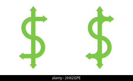 Dollaro direzione concetto di libertà finanziaria isolato su sfondo bianco immagine vettoriale. Illustrazione Vettoriale