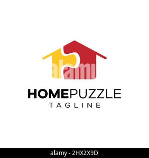 Design del logo del puzzle domestico cool ed unico Illustrazione Vettoriale