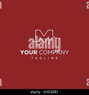 Il logo M viene siglato con il tema ECG Illustrazione Vettoriale