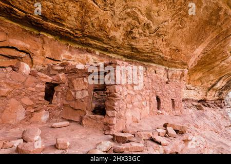 La rovina del collare di Cavallo è un'antica scogliera di Puebloan risalente a 1000 anni fa nel Natural Bridges National Monument, Utah. Foto Stock