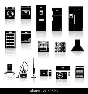 Set di icone per elettrodomestici in stile design piatto. Illustrazione vettoriale Illustrazione Vettoriale