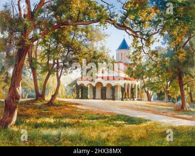 Iosif Evstafevich Krachkovsky, Chiesa dell'intercessione di nostra Signora Oreanda, Crimea, pittura in olio su tela, 1896 Foto Stock