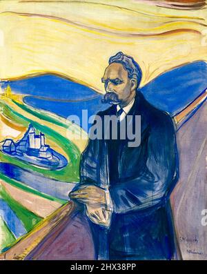 Friedrich Nietzsche (1844-1900), filosofo tedesco, dipinto ritratto a olio su tela di Edvard Munch, 1906 Foto Stock