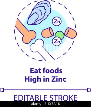 Mangia alimenti alti in zinco concetto icona Illustrazione Vettoriale