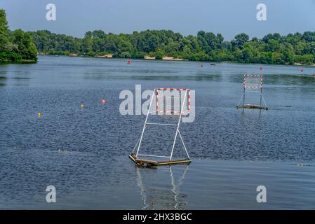 Porte per il gioco della pallanuoto. Foto Stock