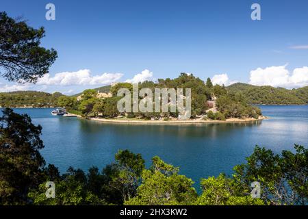 Saint Mary's Island e il monastero nel parco nazionale di Mljet Foto Stock