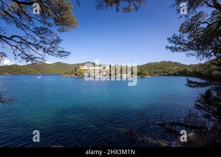 Saint Mary's Island e il monastero nel parco nazionale di Mljet Foto Stock