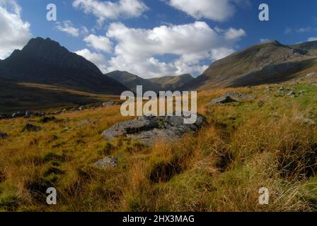 Parco Nazionale di Snowdonia nella Valle di Ogwen Foto Stock