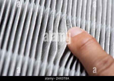 Filtro HEPA per purificatore d'aria. HEPA è un filtro antiparticolato ad alta efficienza. Foto Stock