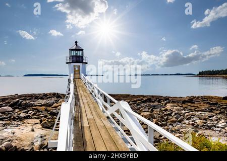 Marshall punto luce stazione costruita nel 1857 in Port Clyde Maine Foto Stock